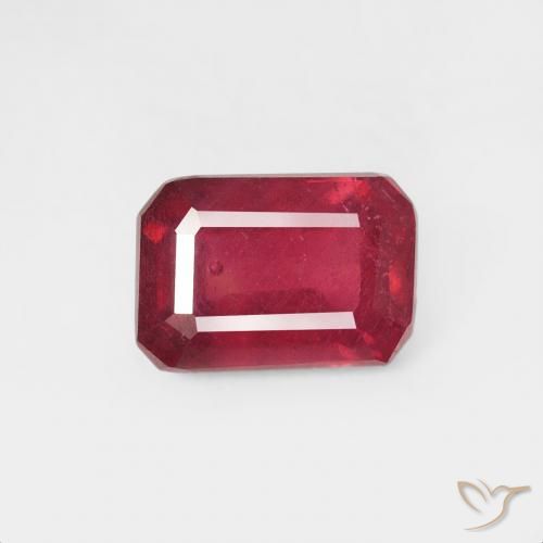 0.84 ct Red Ruby Gemstone, Ruby Gem in Octagon Step Cut Shape for Sale.