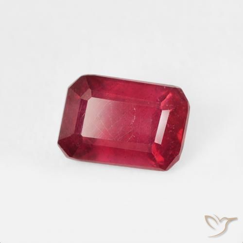 0.84 ct Red Ruby Stone, Natural Ruby in Octagon Step Cut Shape for Sale