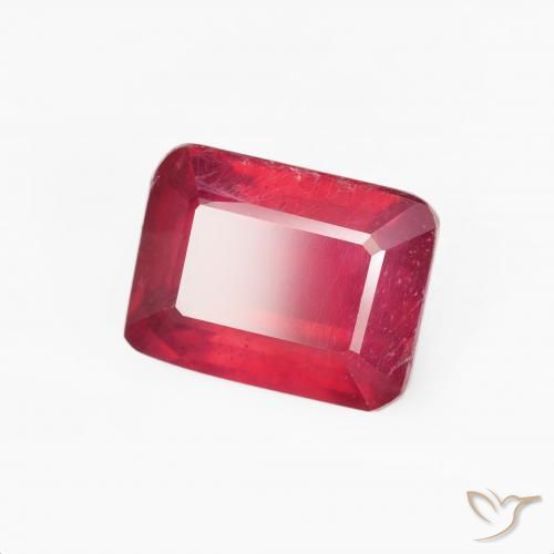 3.83 ct Red Ruby Stone, Natural Ruby in Octagon Step Cut Shape for Sale