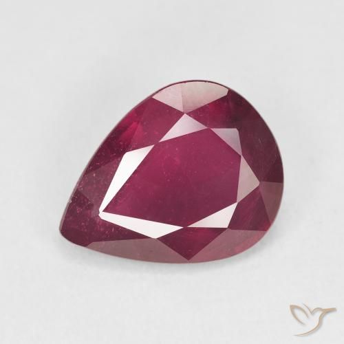 4.11ct Natural Deep Red Ruby, Pear Shape, VS