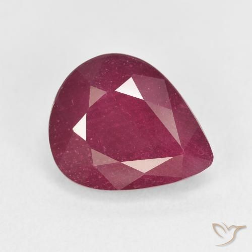 6.51 ct Red Ruby Stone, Natural Ruby in Pear Facet Shape for Sale