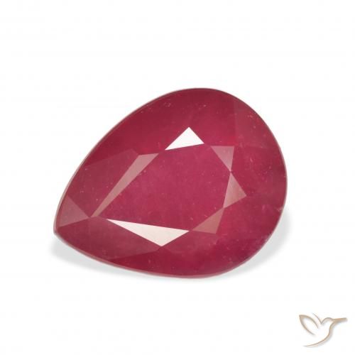 4.56ct Natural Medium Red Ruby, Pear Shape, VS