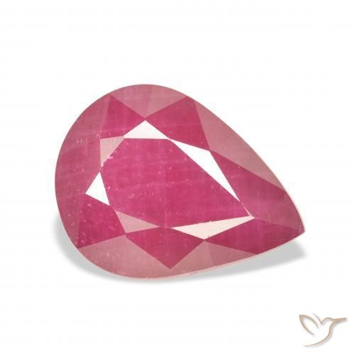 7.34 ct Red Ruby Stone, Natural Ruby in Pear Facet Shape for Sale