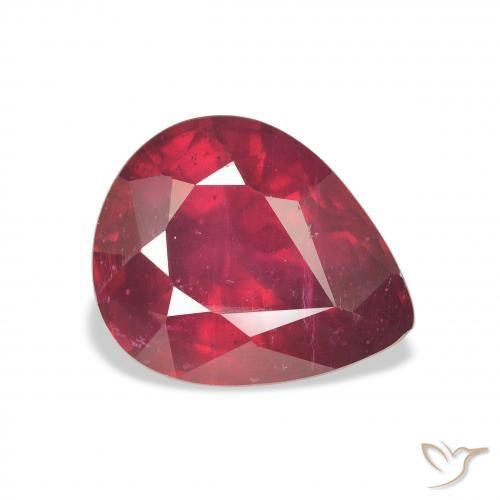 6.37 ct Red Ruby Stone, Natural Ruby in Pear Facet Shape for Sale
