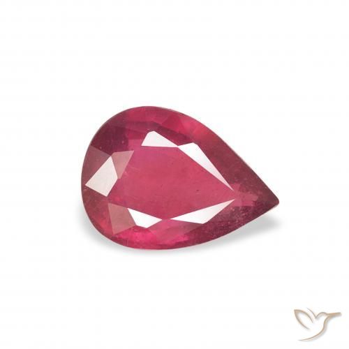0.92 ct Red Ruby Stone, Natural Ruby in Pear Facet Shape for Sale