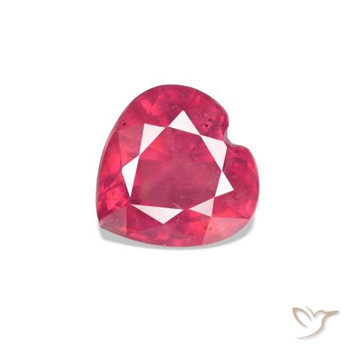 0.63 ct Red Ruby Gemstone, Ruby Gem in Heart Facet Shape for Sale.