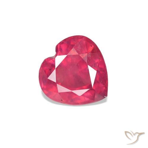 0.63 ct Red Ruby Stone, Natural Ruby in Heart Facet Shape for Sale