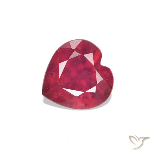 0.63 ct Red Ruby Gemstone, Ruby Gem in Heart Facet Shape for Sale.