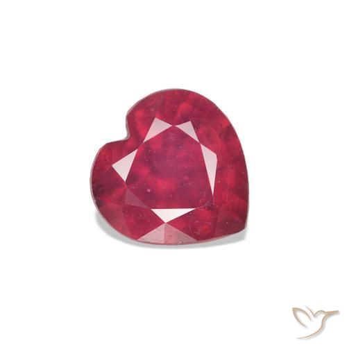 0.63 ct Red Ruby Stone, Natural Ruby in Heart Facet Shape for Sale