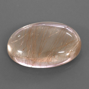 49.49 ct Gold Rutile Quartz Gemstone, Rutile Quartz Gem in Oval Cabochon Shape for Sale.