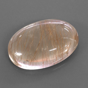 49.49 ct Gold Rutile Quartz Stone, Natural Rutile Quartz in Oval Cabochon Shape for Sale