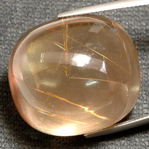 78.65 ct Yellow Rutile Quartz Gemstone, Rutile Quartz Gem in Cushion Cabochon Shape for Sale.
