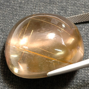 Rutile Quartz Gemstone in 27.2 x 24.5 mm Size for Sale, Rutile Quartz Stone in Colorless Golden Color