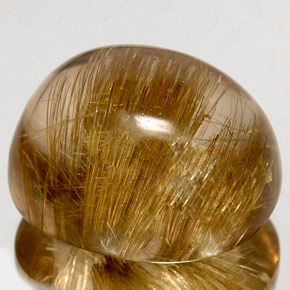 128.20 ct Yellow Rutile Quartz Stone, Natural Rutile Quartz in Oval Cabochon Shape for Sale