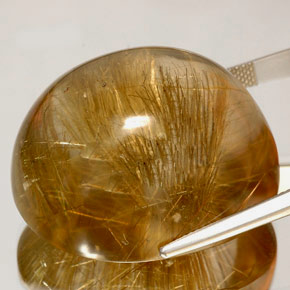 Rutile Quartz Gemstone in 31.8 x 26.5 mm Size for Sale, Rutile Quartz Stone in Colorless Golden Color