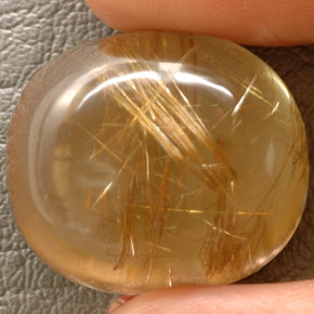 48.93 ct Yellow Rutile Quartz Gemstone, Rutile Quartz Gem in Cushion Cabochon Shape for Sale.