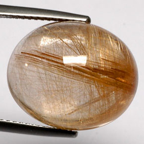 18.48 ct Yellow Rutile Quartz Stone, Natural Rutile Quartz in Oval Cabochon Shape for Sale