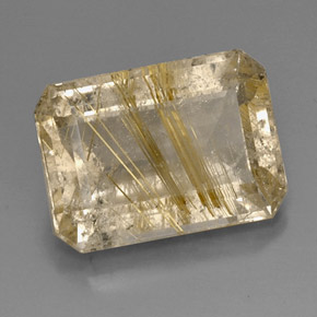 15.08 ct Yellow Rutile Quartz Stone, Natural Rutile Quartz in Octagon Facet Shape for Sale