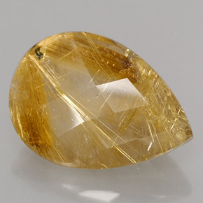 15.09 ct Yellow Rutile Quartz Stone, Natural Rutile Quartz in Pear Checkerboard Shape for Sale