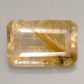 12.60 ct Yellow Rutile Quartz Gemstone, Rutile Quartz Gem in Octagon Facet Shape for Sale.