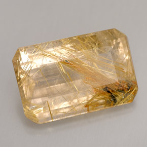 12.60 ct Yellow Rutile Quartz Stone, Natural Rutile Quartz in Octagon Facet Shape for Sale