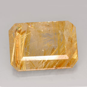 16.29 ct Yellow Rutile Quartz Gemstone, Rutile Quartz Gem in Octagon Facet Shape for Sale.