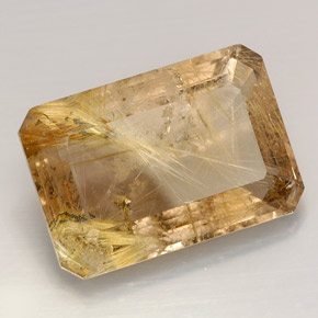 37.66 ct Yellow Rutile Quartz Stone, Natural Rutile Quartz in Octagon Facet Shape for Sale
