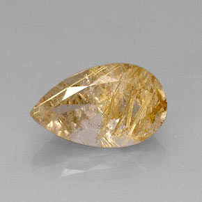 8.96 ct Yellow Rutile Quartz Gemstone, Rutile Quartz Gem in Pear Facet Shape for Sale.