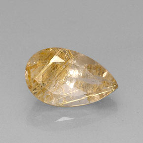 8.96 ct Yellow Rutile Quartz Stone, Natural Rutile Quartz in Pear Facet Shape for Sale