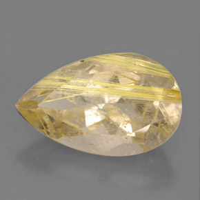 8.60 ct Yellow Rutile Quartz Stone, Natural Rutile Quartz in Pear Facet Shape for Sale