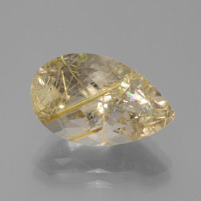 8.60 ct Yellow Rutile Quartz Gemstone, Rutile Quartz Gem in Pear Facet Shape for Sale.