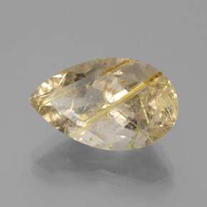 8.60 ct Yellow Rutile Quartz Stone, Natural Rutile Quartz in Pear Facet Shape for Sale