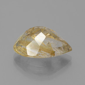 Rutile Quartz Gemstone in 17.6 x 10.9 mm Size for Sale, Rutile Quartz Stone in Colorless Golden Color