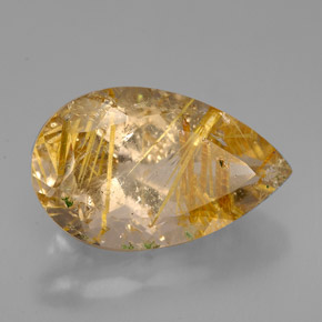 8.72 ct Yellow Rutile Quartz Stone, Natural Rutile Quartz in Pear Facet Shape for Sale