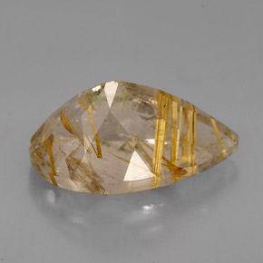 Rutile Quartz Gemstone in 18 x 11.1 mm Size for Sale, Rutile Quartz Stone in Colorless Golden Color