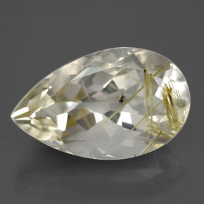 8.70 ct Yellow Rutile Quartz Gemstone, Rutile Quartz Gem in Pear Facet Shape for Sale.