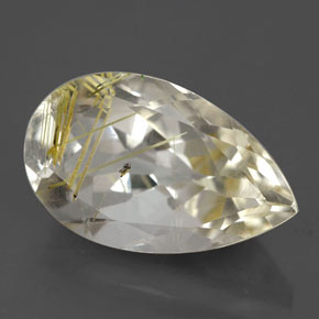 8.70 ct Yellow Rutile Quartz Stone, Natural Rutile Quartz in Pear Facet Shape for Sale