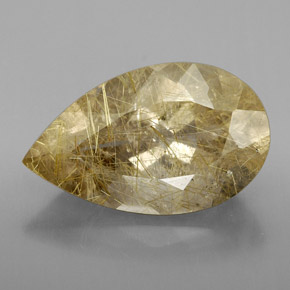 7.08 ct Yellow Rutile Quartz Gemstone, Rutile Quartz Gem in Pear Facet Shape for Sale.