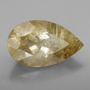 7.08 ct Yellow Rutile Quartz Stone, Natural Rutile Quartz in Pear Facet Shape for Sale