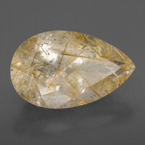 8.34 ct Yellow Rutile Quartz Stone, Natural Rutile Quartz in Pear Facet Shape for Sale