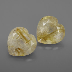 5.75 ct Yellow Rutile Quartz Gemstone, Rutile Quartz Gem in Heart Concave Cut Shape for Sale.