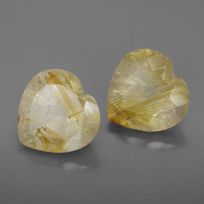 5.75 ct Yellow Rutile Quartz Stone, Natural Rutile Quartz in Heart Concave Cut Shape for Sale