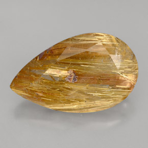 8.64 ct Yellow Rutile Quartz Gemstone, Rutile Quartz Gem in Pear Facet Shape for Sale.