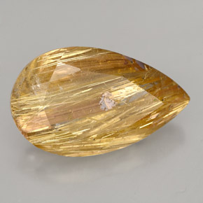 8.64 ct Yellow Rutile Quartz Stone, Natural Rutile Quartz in Pear Facet Shape for Sale