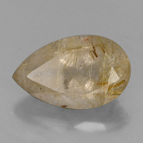 8.53 ct Yellow Rutile Quartz Gemstone, Rutile Quartz Gem in Pear Facet Shape for Sale.