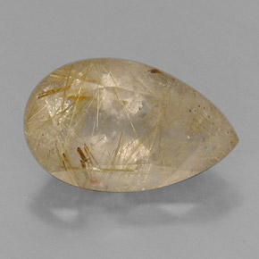 8.53 ct Yellow Rutile Quartz Stone, Natural Rutile Quartz in Pear Facet Shape for Sale