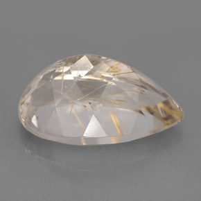 Rutile Quartz Gemstone in 18.1 x 11.1 mm Size for Sale, Rutile Quartz Stone in Colorless Golden Color