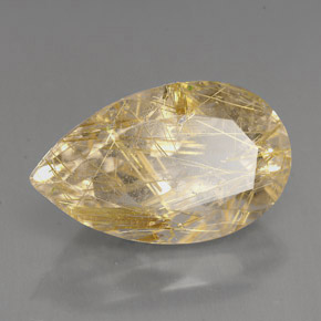 9.59 ct Yellow Rutile Quartz Stone, Natural Rutile Quartz in Pear Facet Shape for Sale