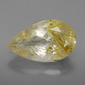 8.11 ct Yellow Rutile Quartz Gemstone, Rutile Quartz Gem in Pear Facet Shape for Sale.