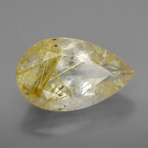 8.11 ct Yellow Rutile Quartz Stone, Natural Rutile Quartz in Pear Facet Shape for Sale